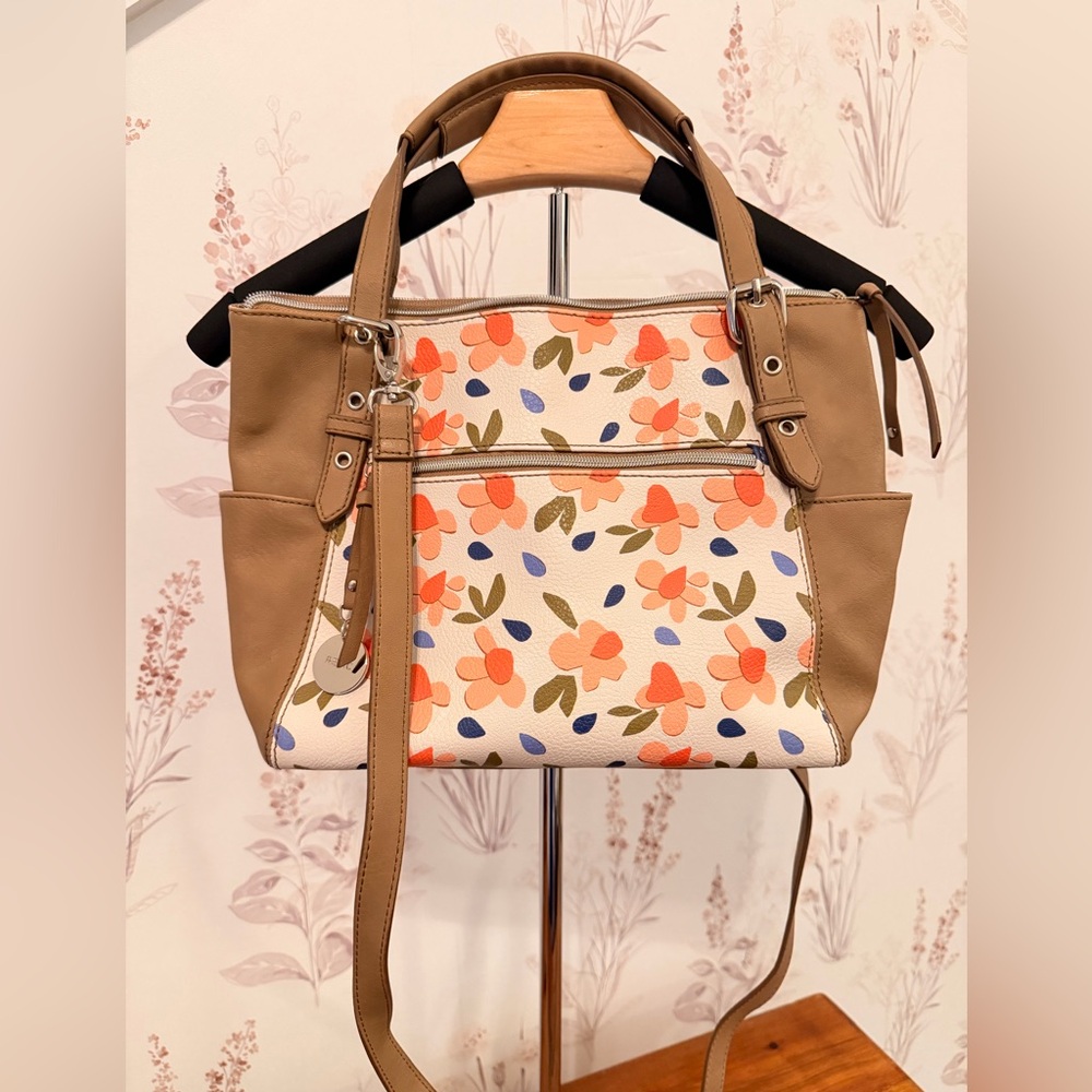 Relic White and Floral Finley Satchel
